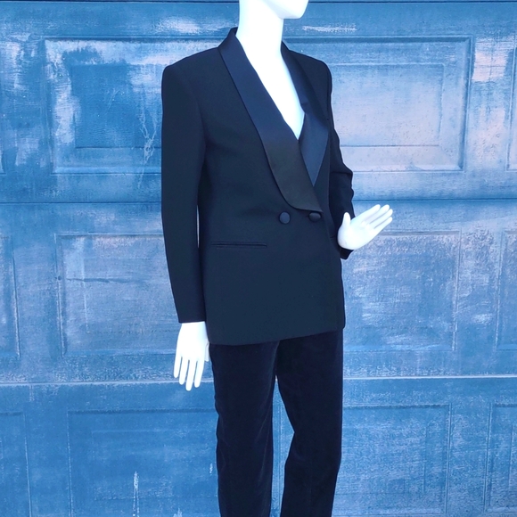 JONES NY PETITE LADIES BLACK DOUBLE BREASTED FORMAL TUXEDO BLAZER - Picture 3 of 17